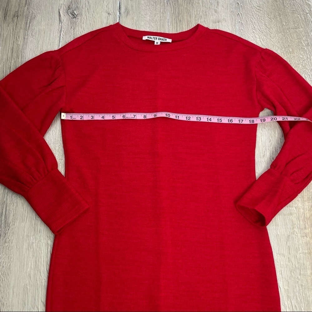 Red Puff Sleeve Sweater Dress Sz Medium - Picture 8 of 12